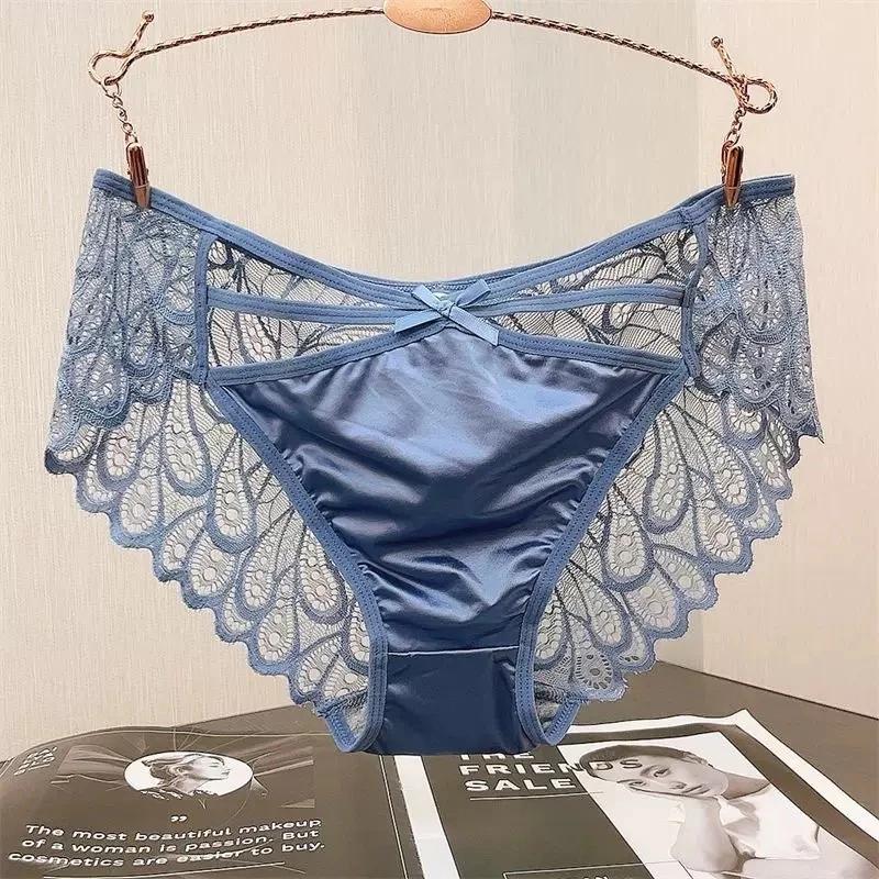 【QMM】2025性感胖MM大码镂空蕾丝无痕冰丝透气三角裤