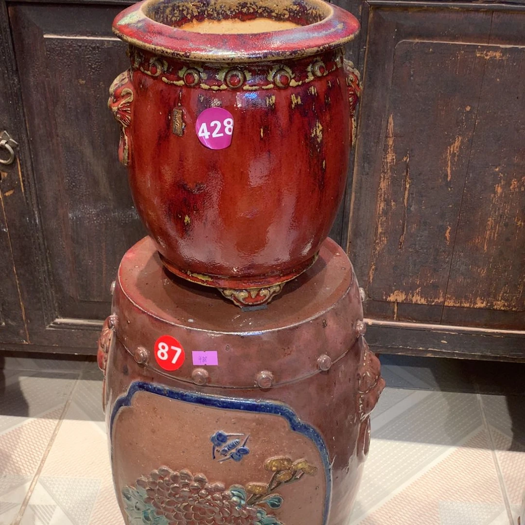 纯手工高温石湾盆休**花428微瑕