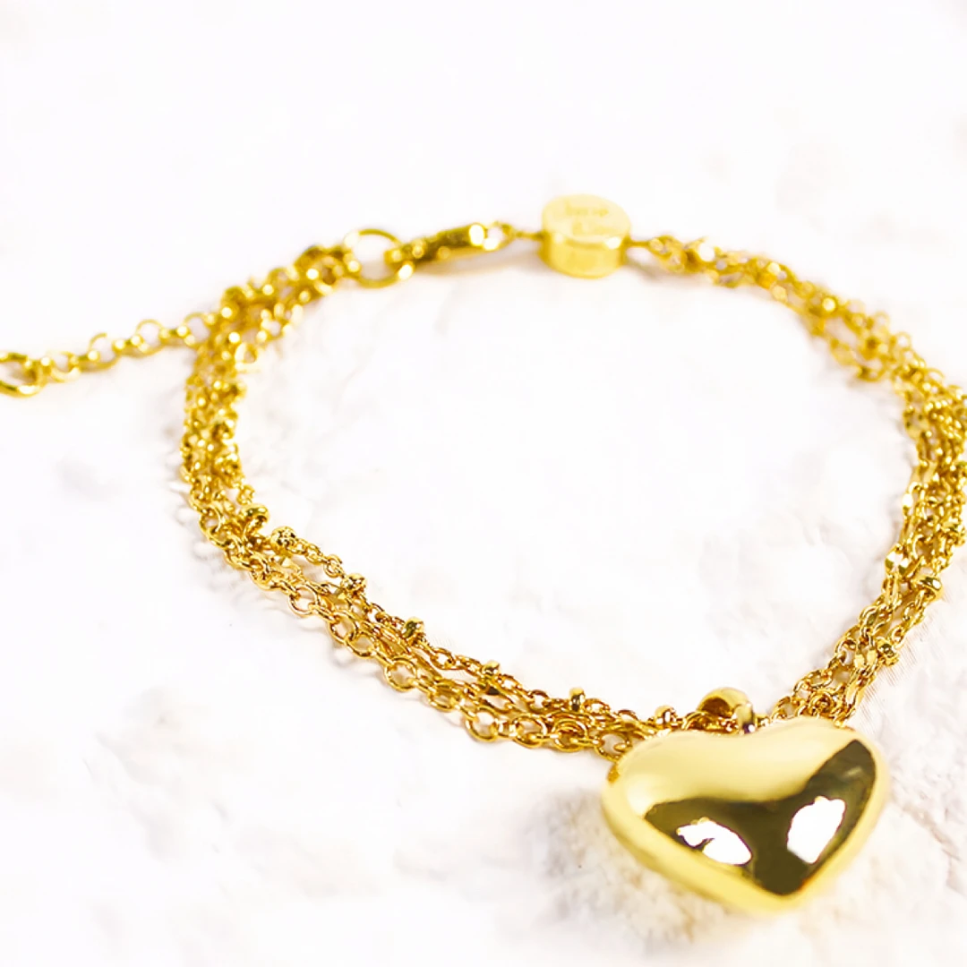 铜合金手链 爱心手链坠链吊坠饰品百搭金色手饰个性时尚ins韩系