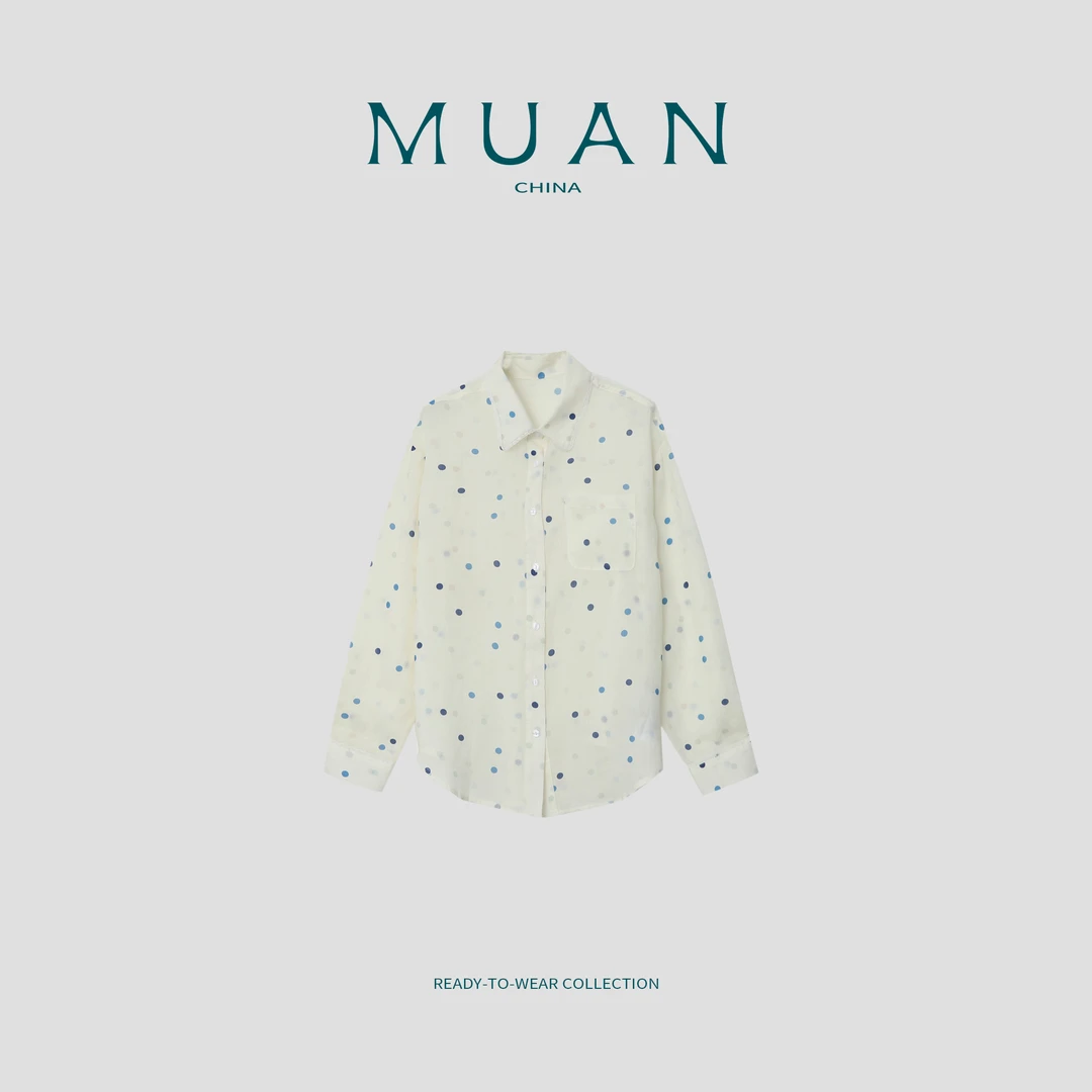 木岸MUAN：《小苏打衬衫》定制法式波点长袖苎麻衬衫上衣DG3-8985