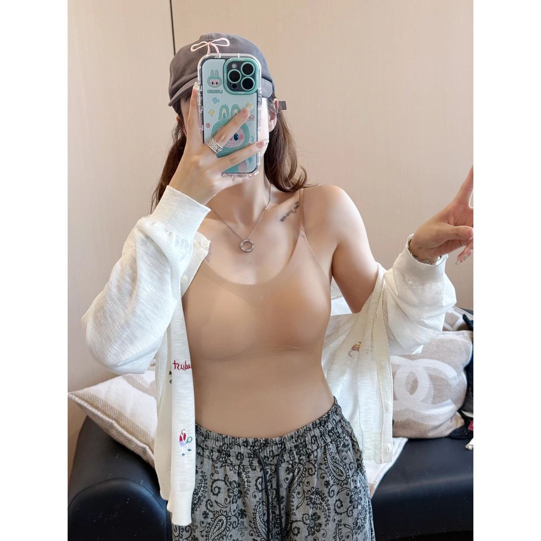 二姐的宝藏粉底液美背隐形无痕细肩带裸感带胸垫一体式内衣#25116