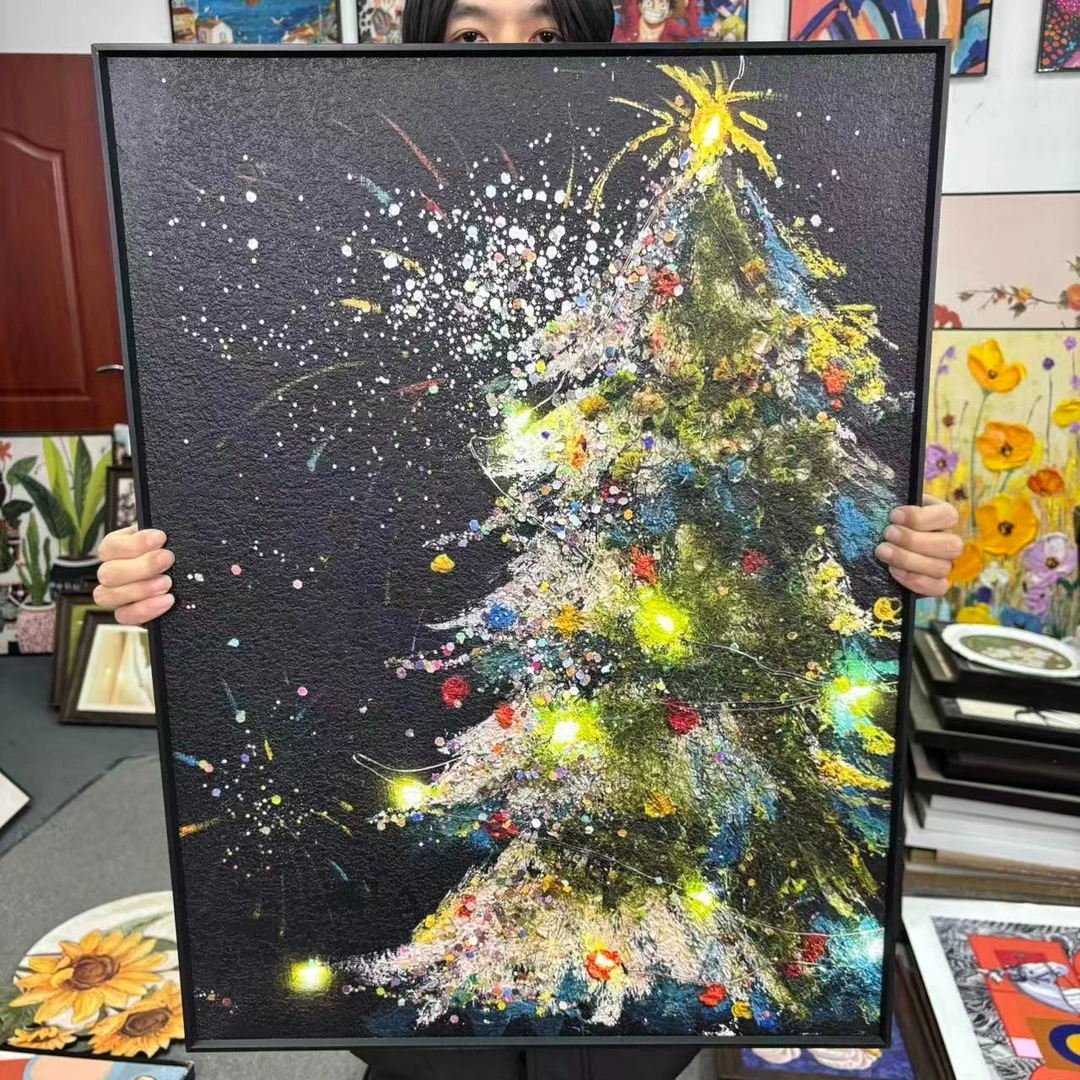 现代美式客厅卧室圣诞树挂画6080