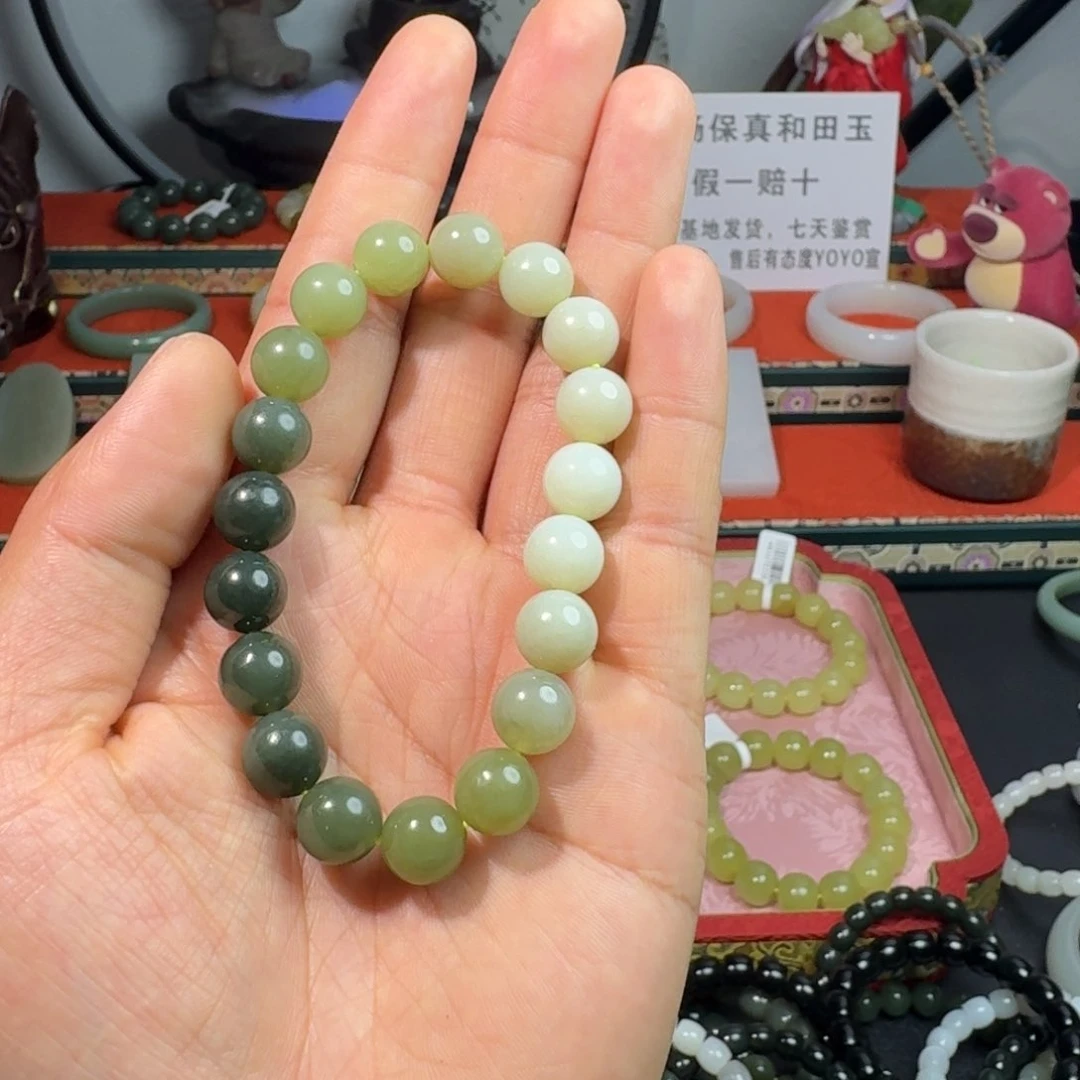 和田玉手串未镶嵌和田玉卡10