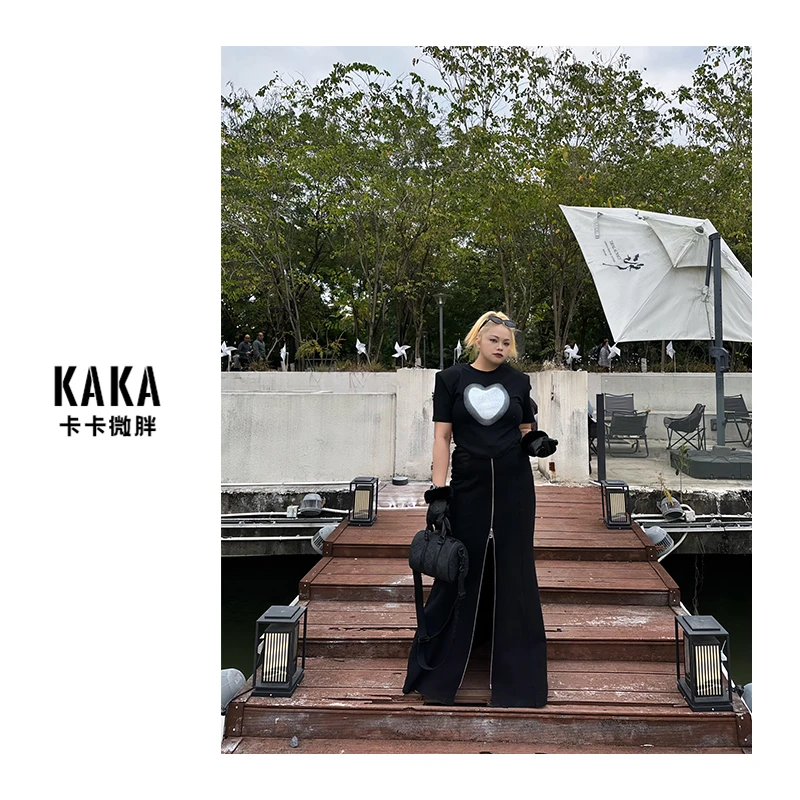 【KAKA】拉链美式辣妹鱼尾裙春夏新款开叉半身裙-MM1182