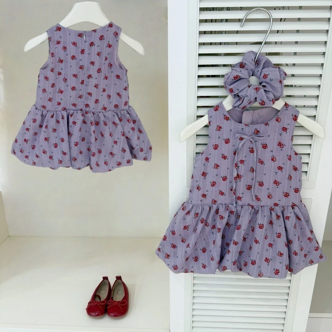 女孩夏季甜美赫本风背心连衣裙女童时髦洋气公主裙宝宝可爱蛋糕裙