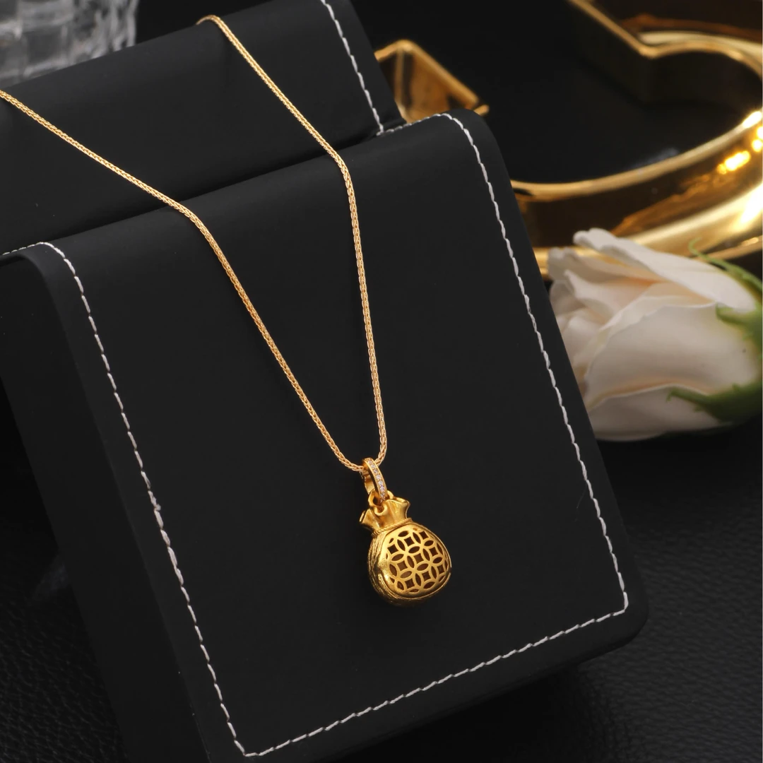 铜合金项链 《货号8840》钱袋子福包项链（链长70抽拉可调节）