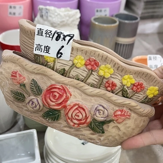 多肉绿植陶瓷花盆9.9包邮，有孔