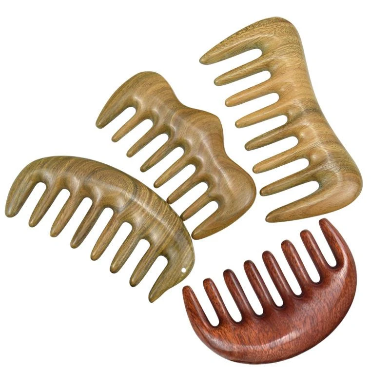 绿檀按摩梳子头皮大齿居家日用便携礼品养发粗齿木梳免费刻字