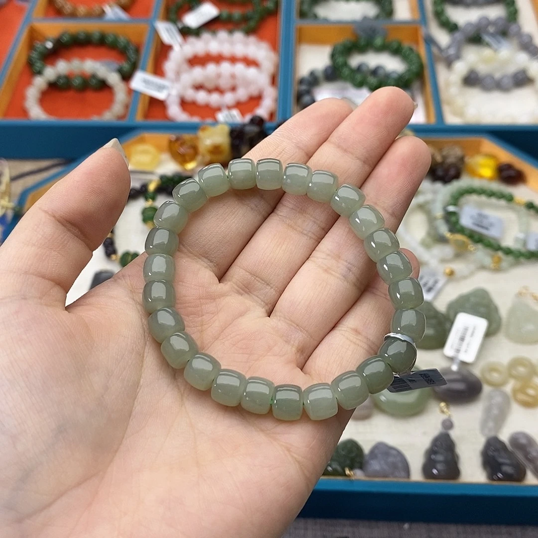 和田玉未镶嵌手链w15且末蓝7*8直切