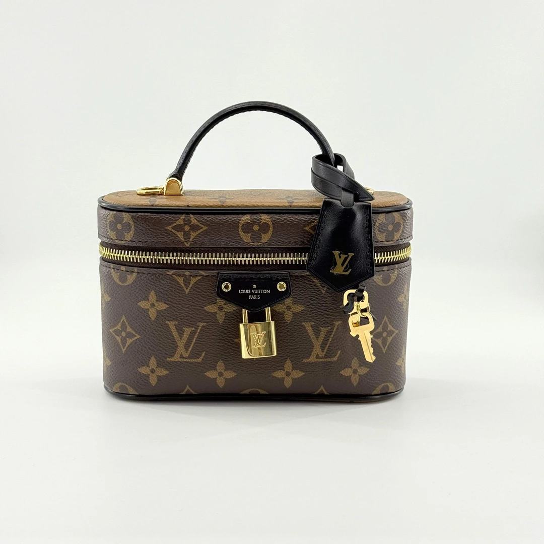 99新 LouisVuitton/路易威登 老花拼色化妆盒子包窄版
