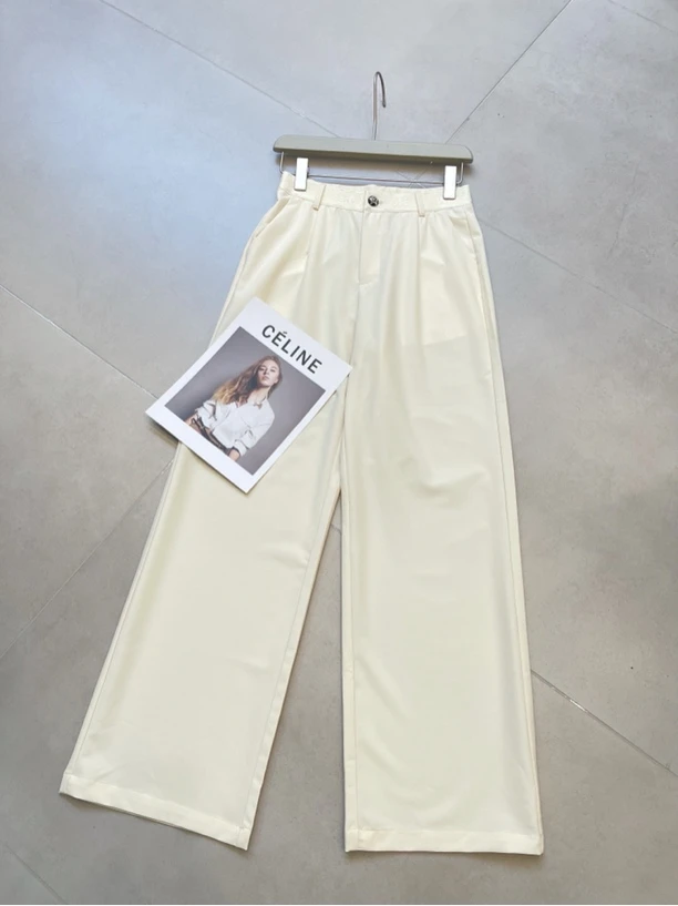 KW【经典系列】南油欧货时尚百搭休闲裤白色阔腿裤直筒西裤女