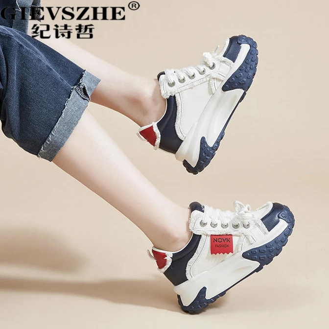 纪诗哲秋季新款网球风穿搭鞋子女百搭老爹鞋女式休闲运动鞋子女