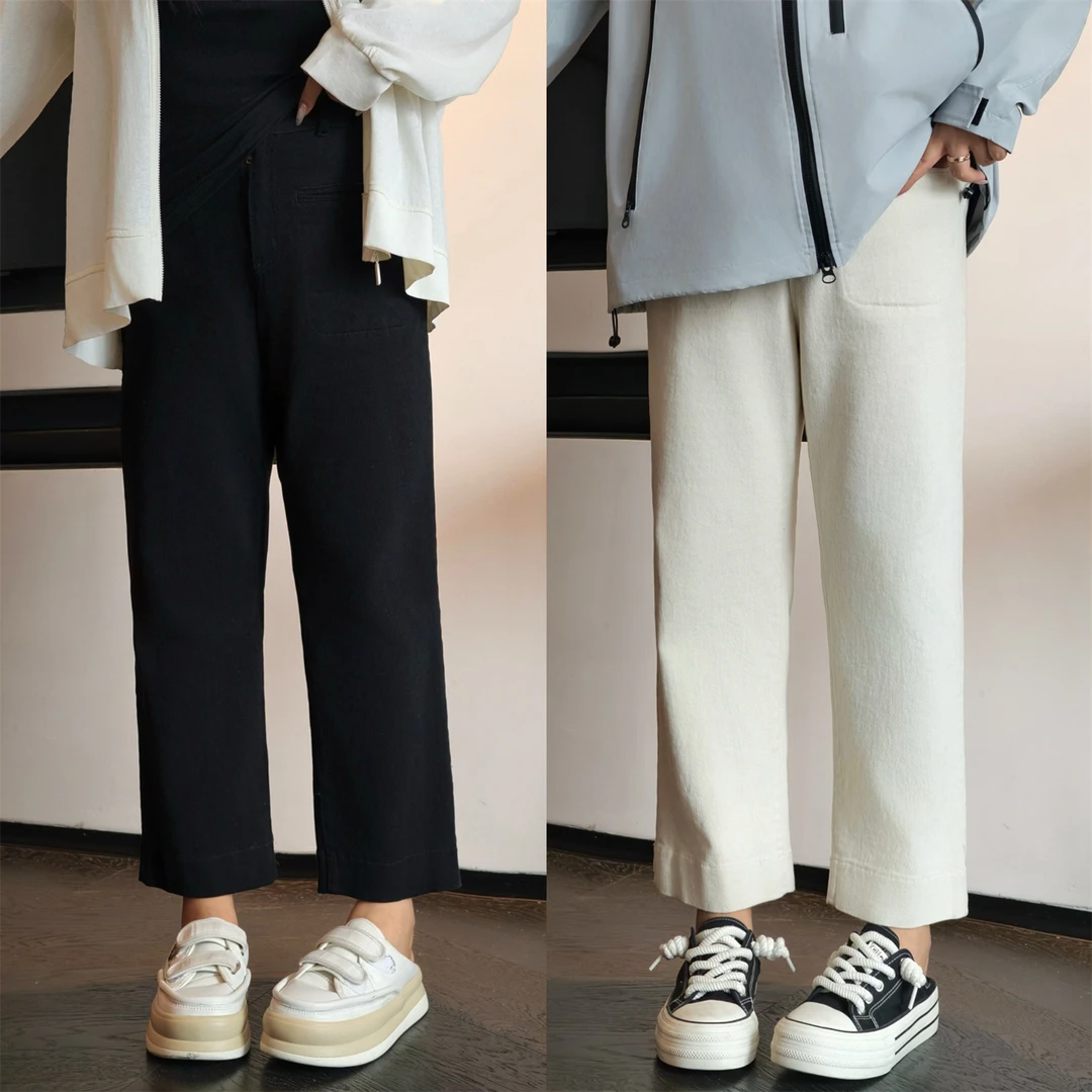 大码女装秋季宽松减龄花契200斤胖mm腿精款九分弹力小直筒裤12139