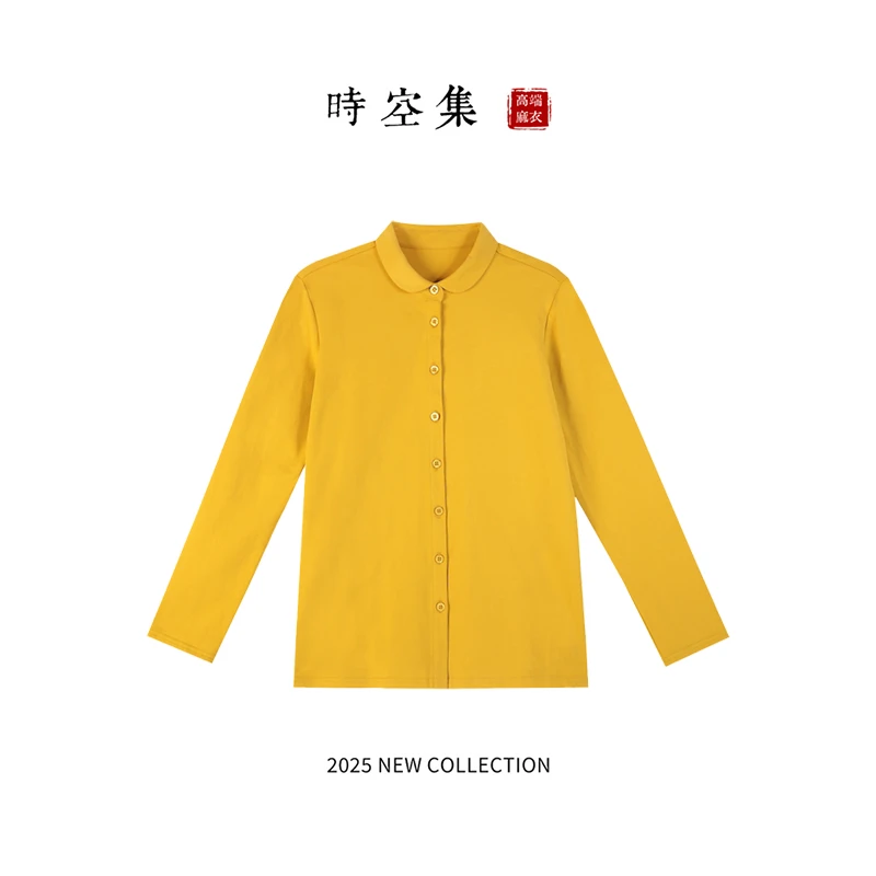春田姐姐3186【时空集】纯色翻领春秋衬衣长袖休闲打底衬