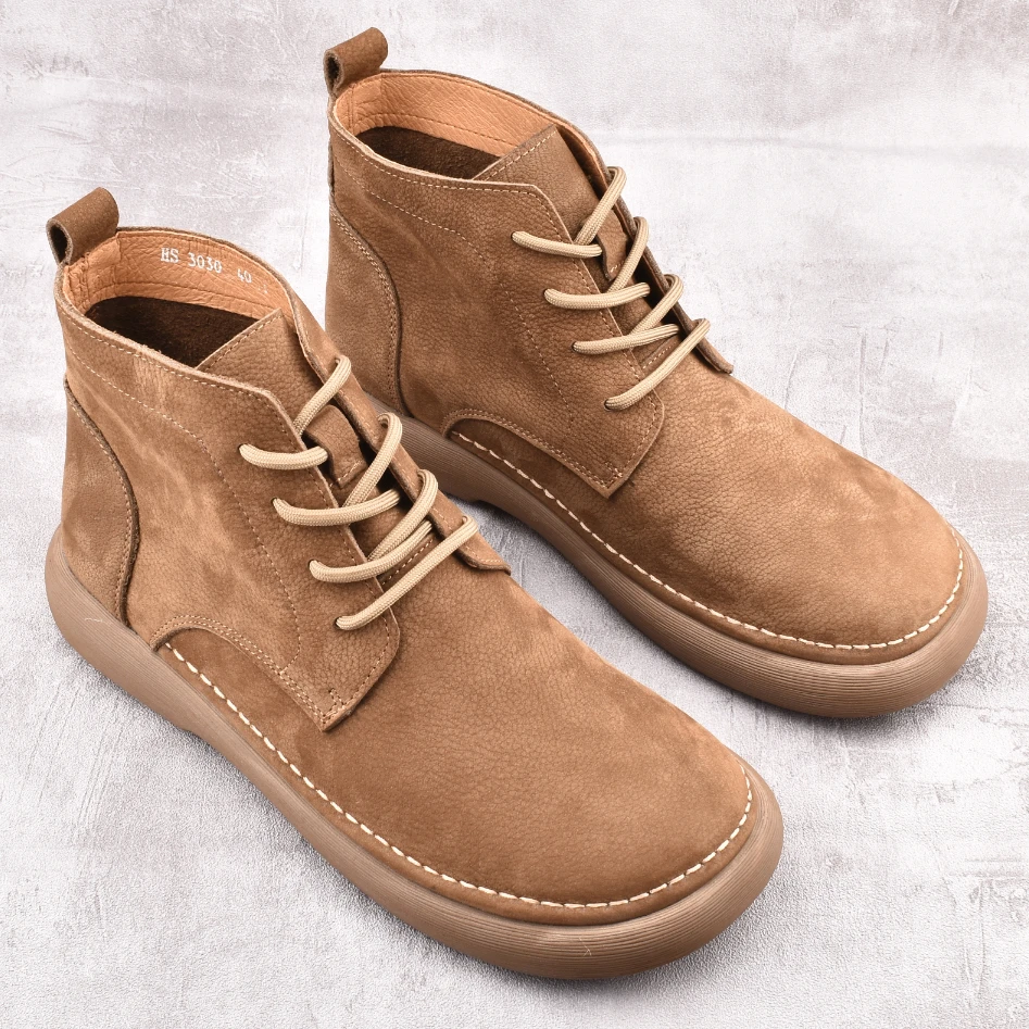 秋冬真皮牛皮系带复古港风马丁靴保暖中帮复古短靴牛津鞋耐磨透气