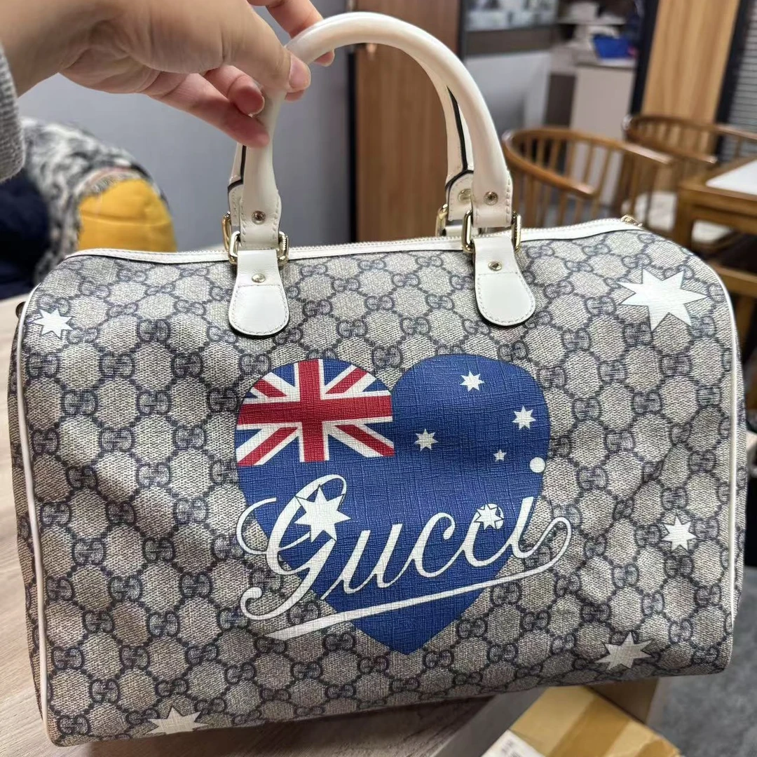95新 GUCCI/古驰 XR/古驰老花涂鸦波士顿手提包