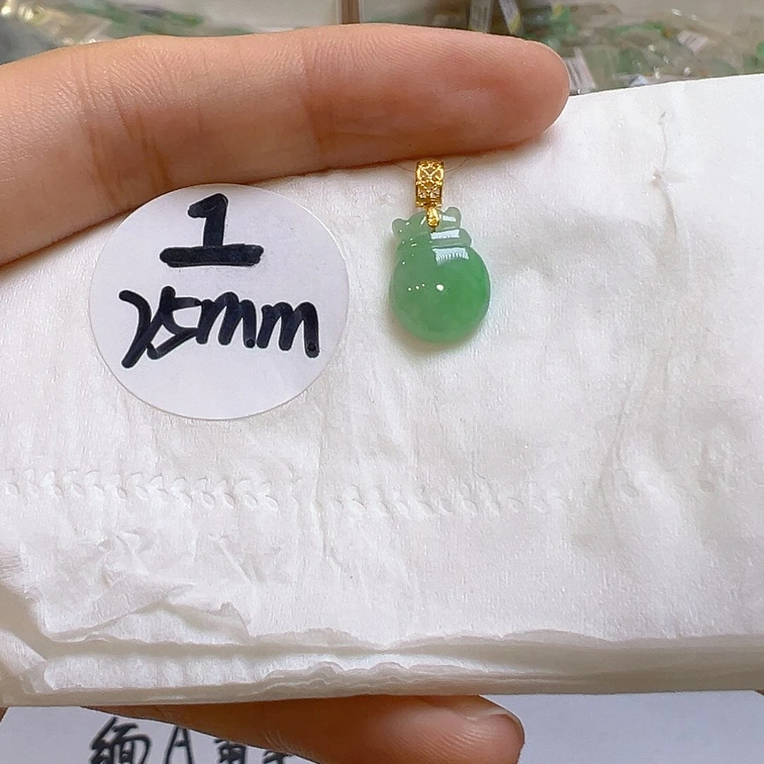 翡翠18K金镶嵌吊坠(不含链)翡翠