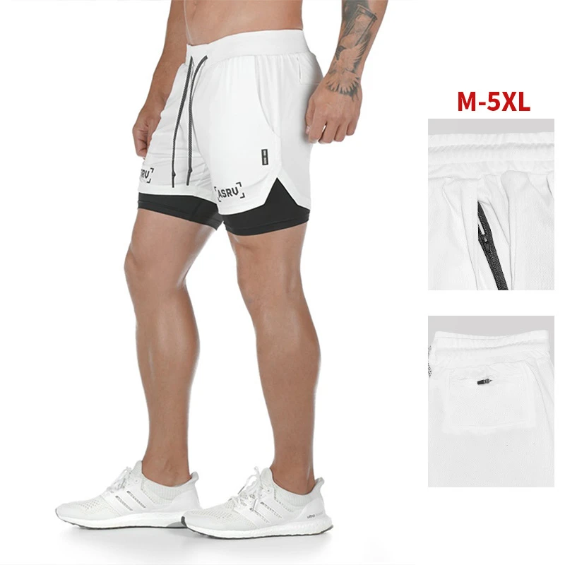 夏季男士短裤外穿美式青年多功能双层运动短裤男速干透气跑步裤子