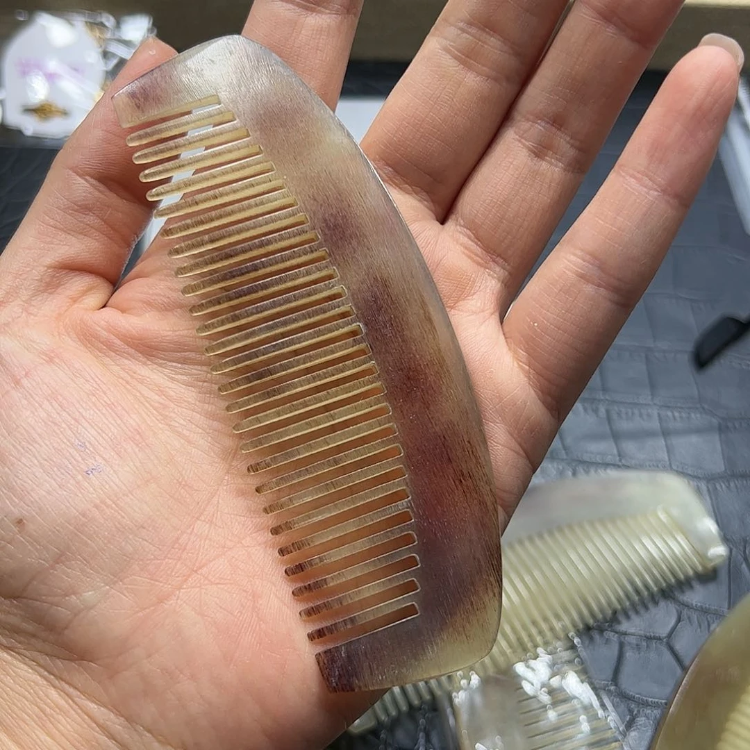 烟晶手链银S925镶嵌羚羊角小梳子