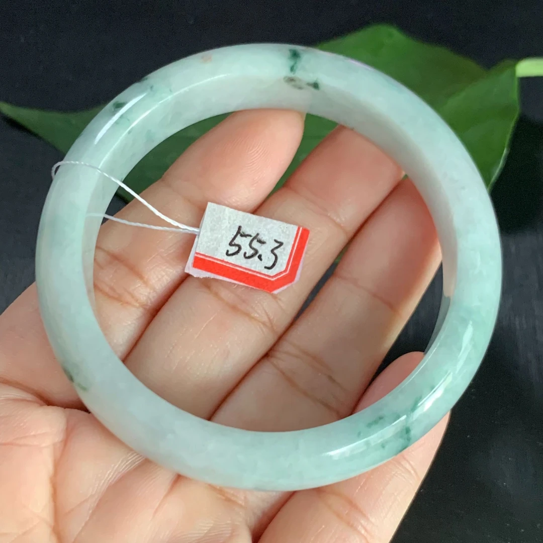 翡翠手镯天然翡翠A货飘花手镯正圈正品翡翠手镯玉手镯女