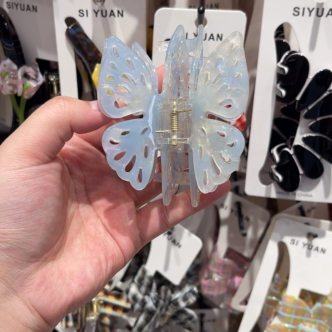 醋酸非金属蓝色镂空双层大蝴蝶