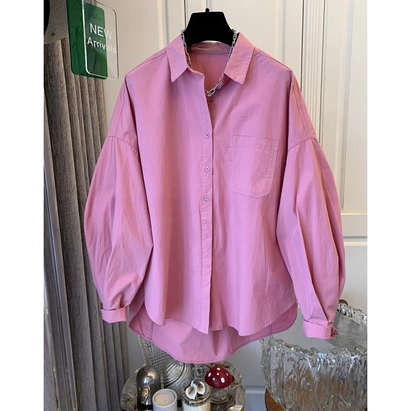 多巴胺穿搭泡泡袖宽松休闲长袖衬衫上衣女设计感小众2025春季新款
