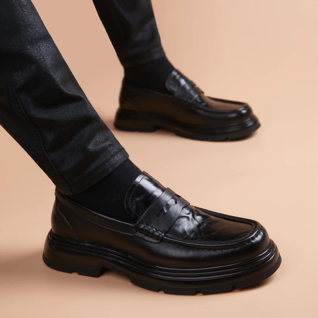 皮鞋男2025新款英伦休闲一脚蹬轻巧商务乐福鞋韩版时尚休闲鞋皮鞋