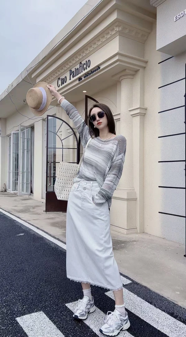 熙薇【麦芽微甜】2025春季新款休闲气质牛仔半身裙H1565显瘦