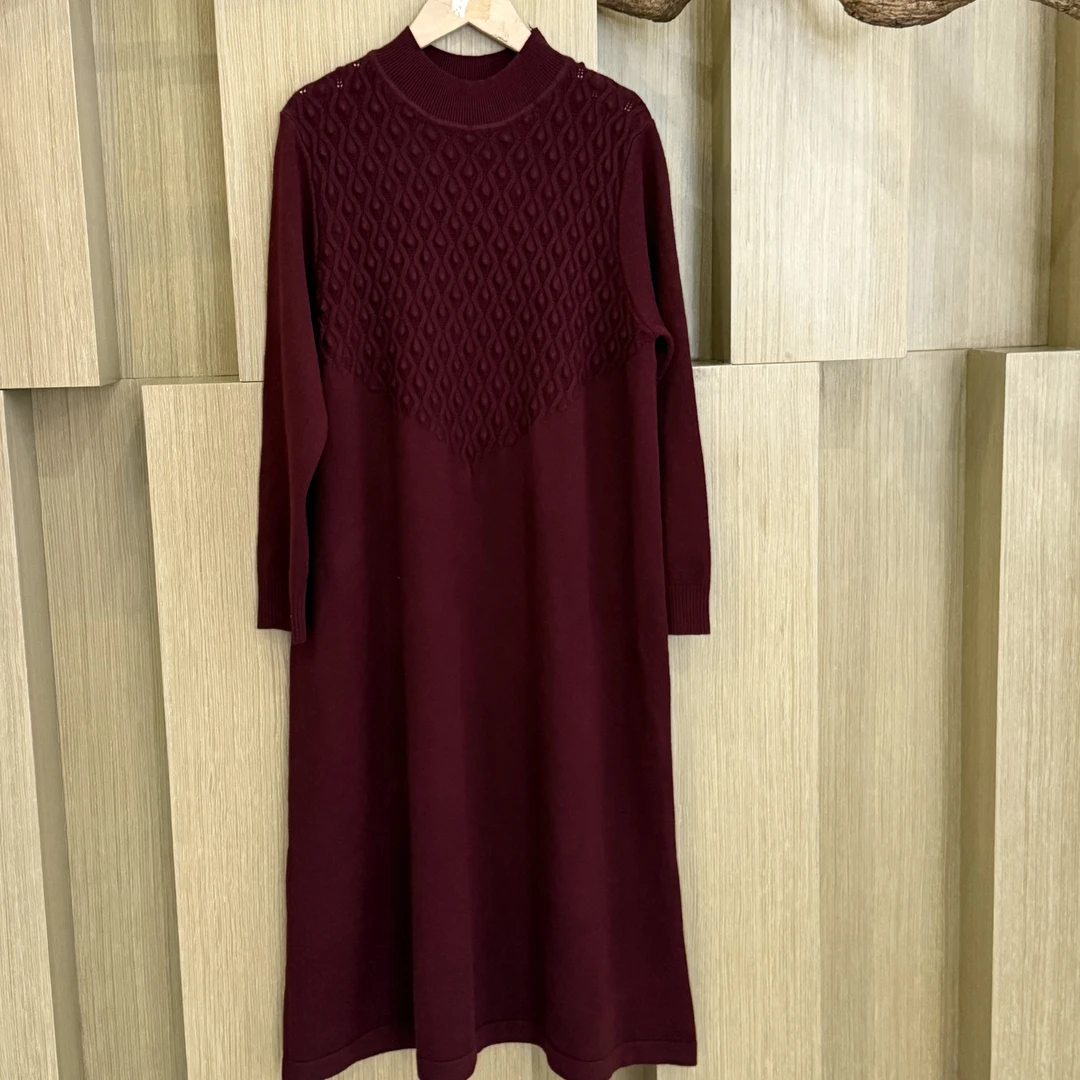 【嘉一定制】韩版时尚休闲舒适酒红花苞裙连衣裙527