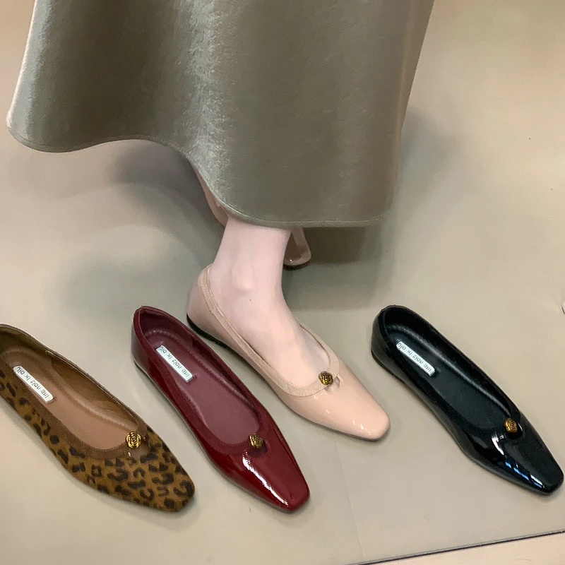 小香风气质低跟拼接豆豆鞋女百搭春秋新款法式一脚蹬平底单鞋