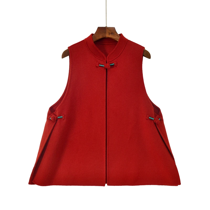 7701泽龙奶奶新中式双面羊毛马甲