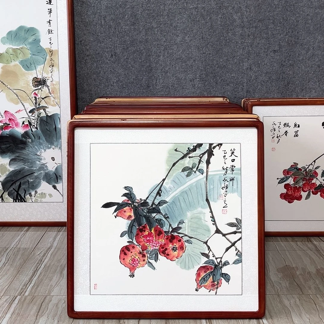 国画书画作品带框63×63