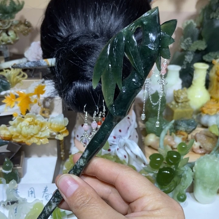 蛇纹石玉未镶嵌发饰