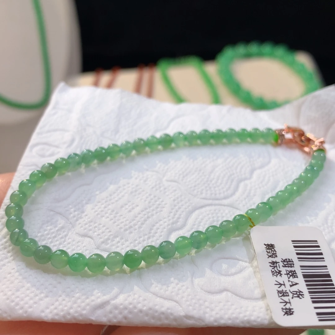 定制翡翠未镶嵌冰胶清浅绿小米  毛货定制