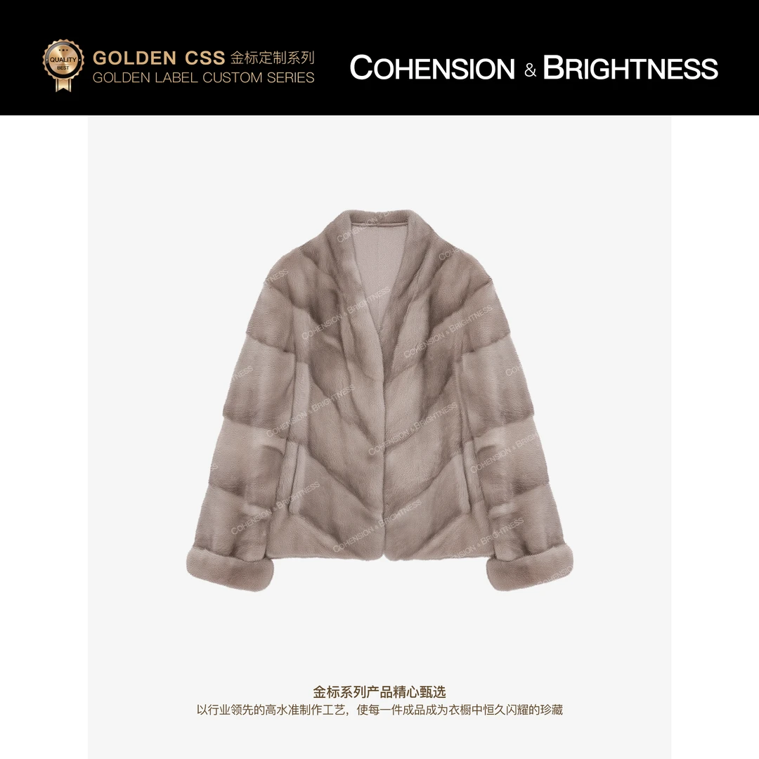 凝慧【冬日恋岛】丹麦进口皇冠水貂毛原色轻奢时尚保暖外套YA221