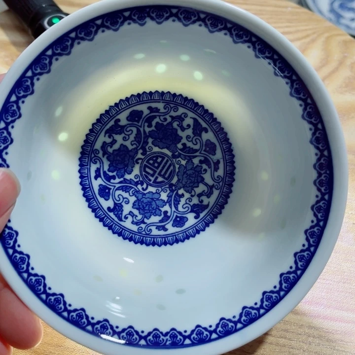 青花玲珑5寸饭碗吉祥如意