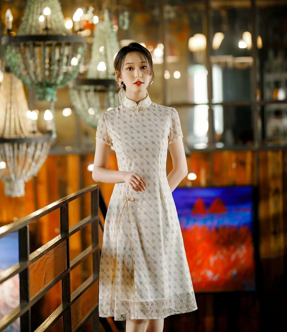 年轻复古奥黛『沐云』旗袍显瘦