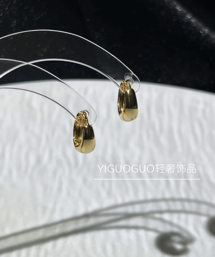 合金耳饰 水滴亮面耳扣简约百搭气质复古小众轻奢耳环