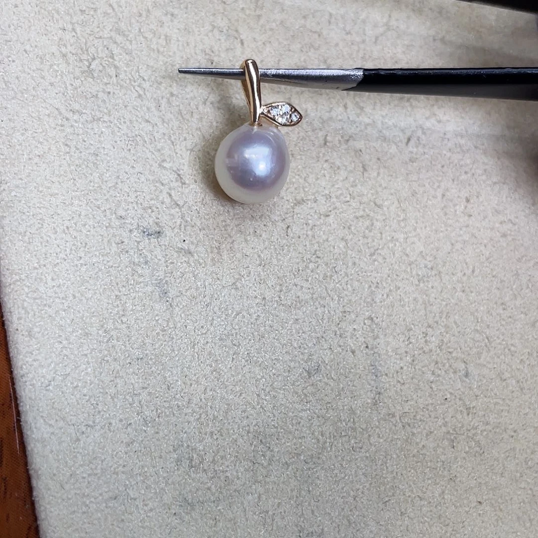 银S925镶嵌海水珍珠吊坠(不含链)