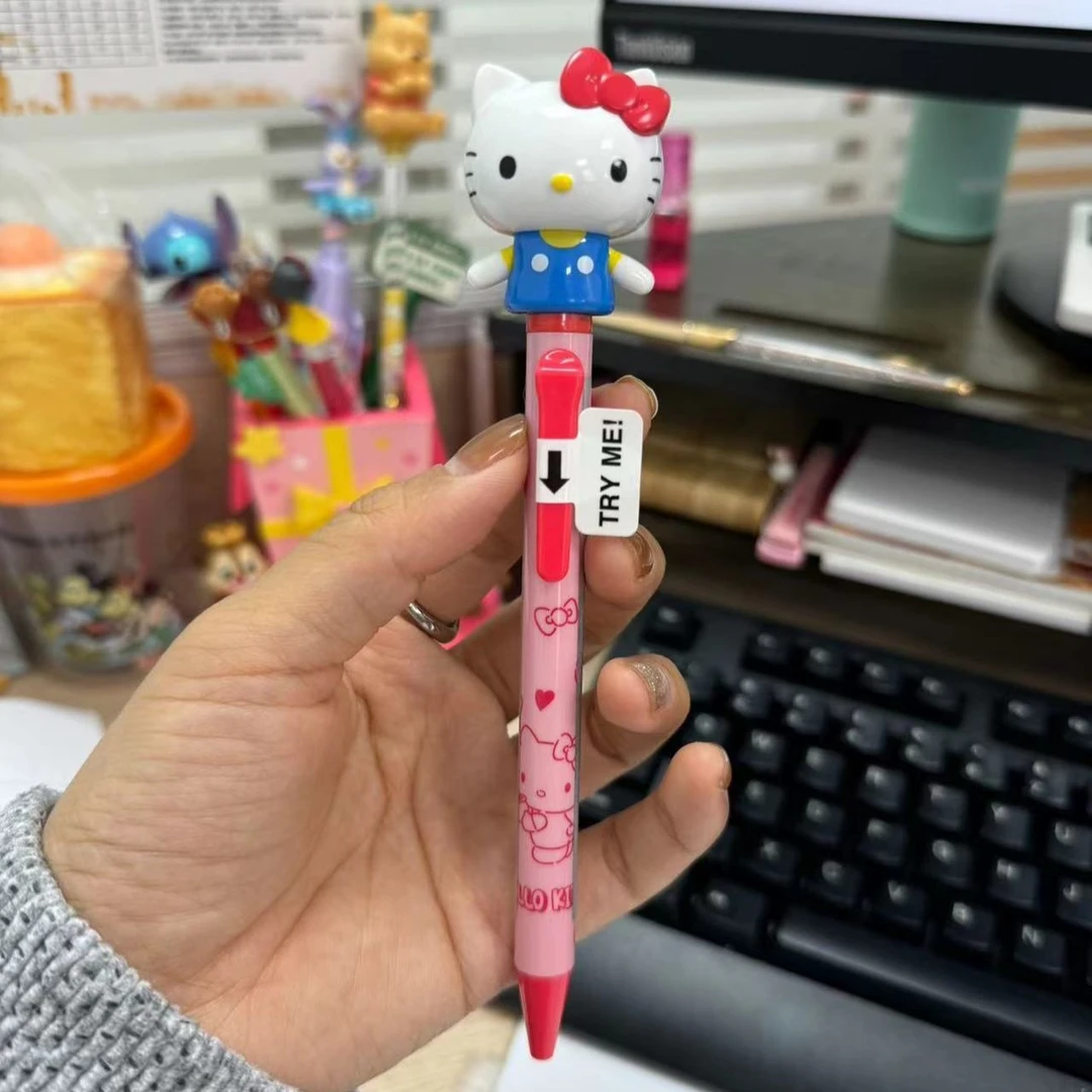 KT猫美乐蒂库洛米玉桂狗玩偶造型手臂可动卡通圆珠笔送生日礼物