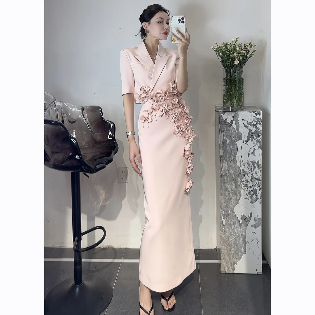 ZEROYK高端定制职业装2025夏季新款设计感立体剪花外套半裙两件套