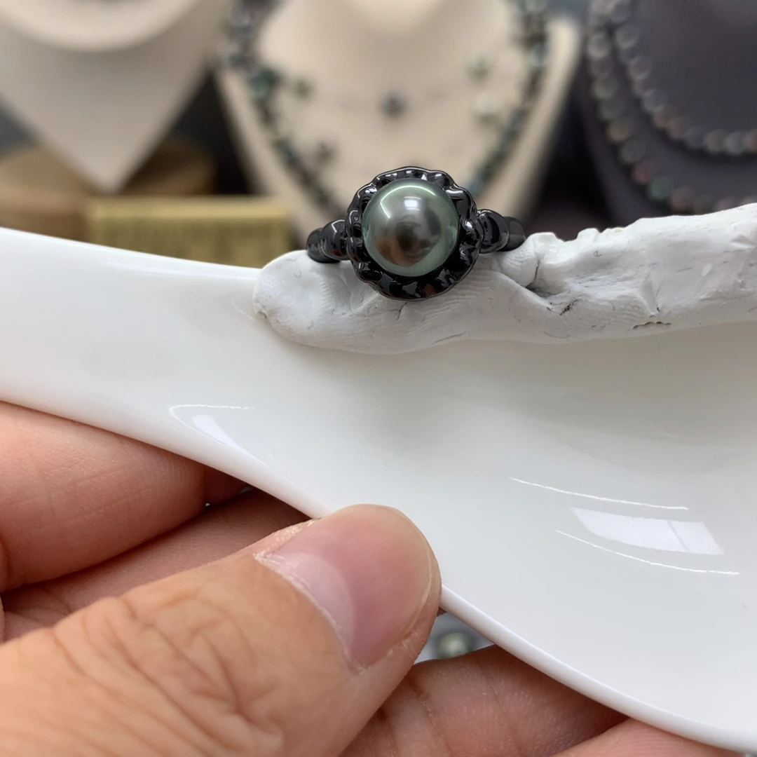 海水珍珠戒圈银S925镶嵌爱****凉