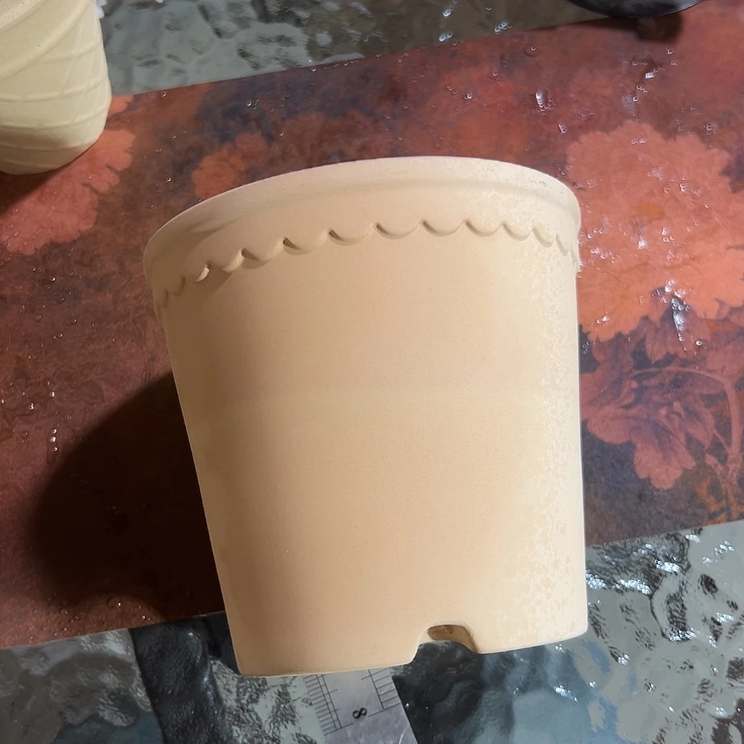 微瑕渐变花边盆14口13高1个