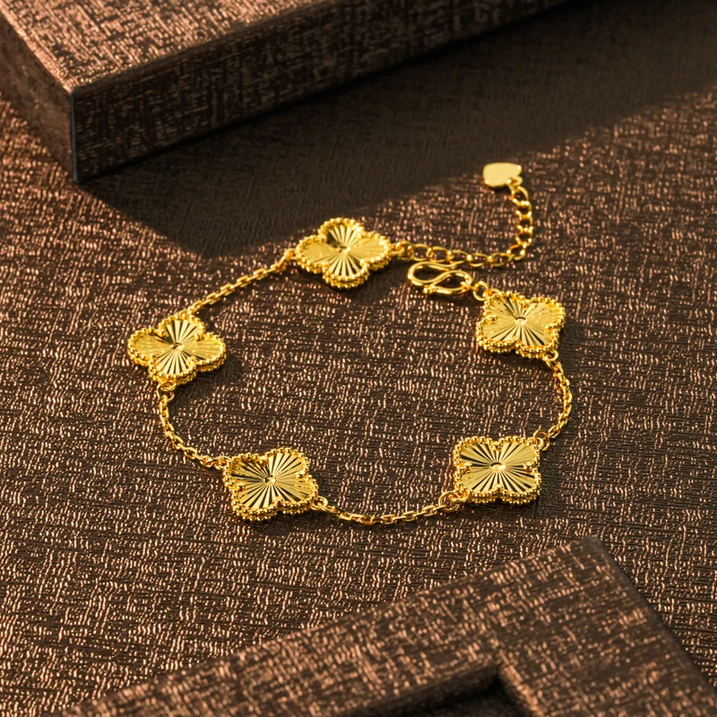 足银手链 足银小四叶草五花手链女款气质轻奢时尚百搭精美