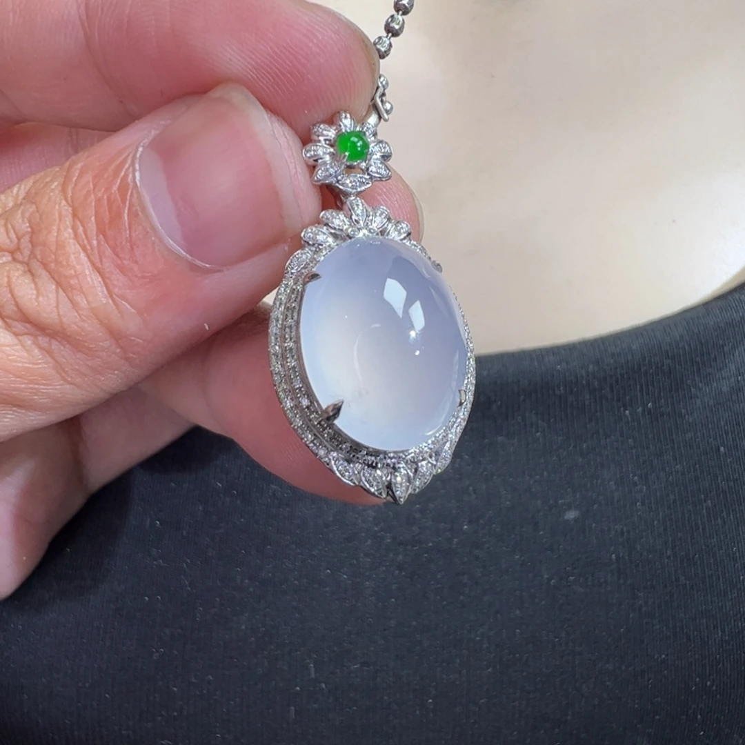 翡翠18K金镶嵌吊坠(不含链)