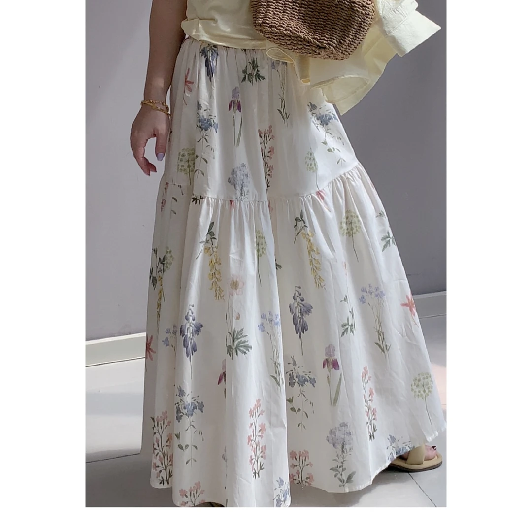 【森野画布系列】韩系春夏季百搭拼接显瘦碎花半身裙