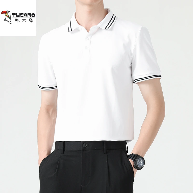 啄木鸟翻领短袖polo衫男潮牌夏T恤韩版修身潮流2025新款百搭上衣