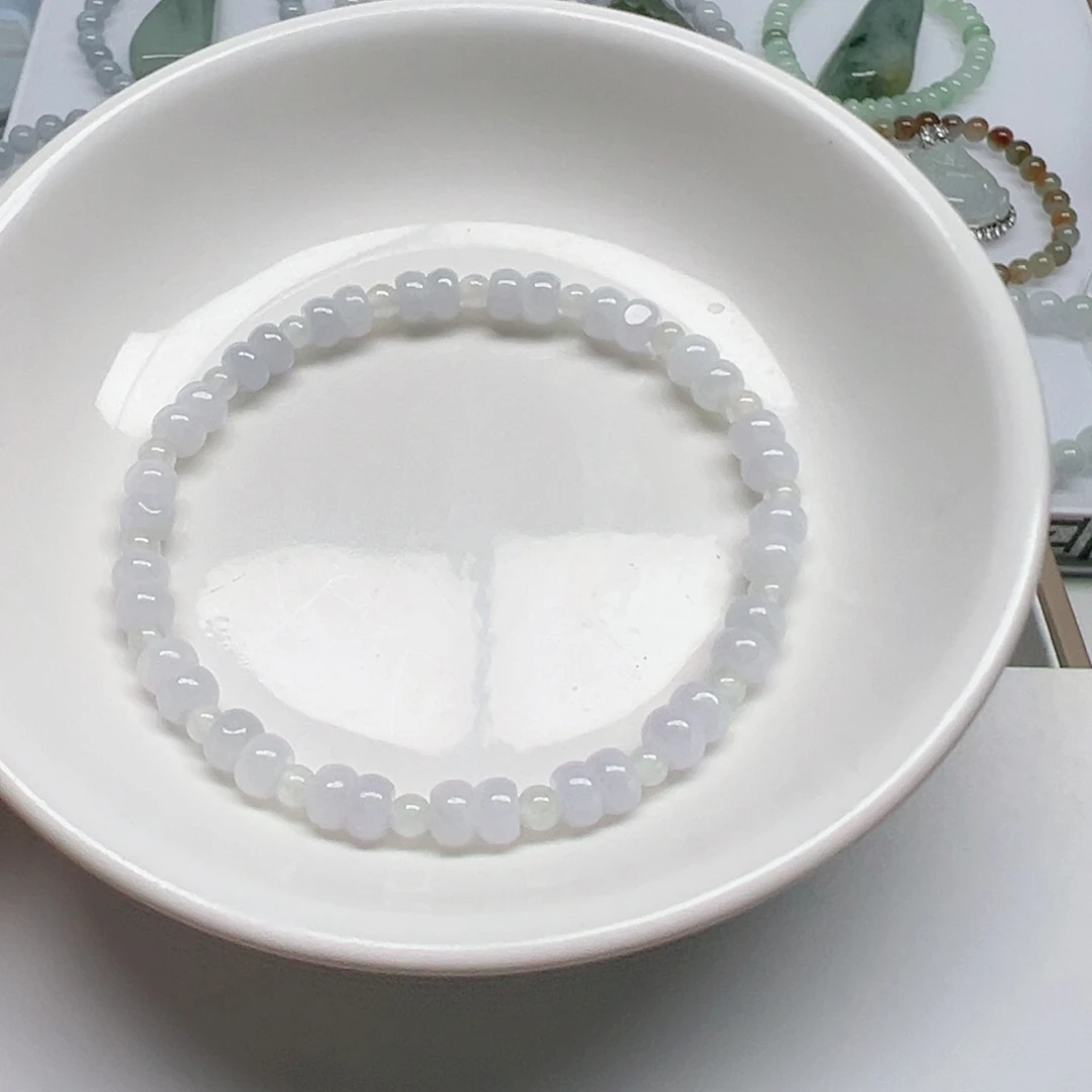 翡翠散珠纯天然缅甸翡翠A货卡5算盘珠55颗单圈手串