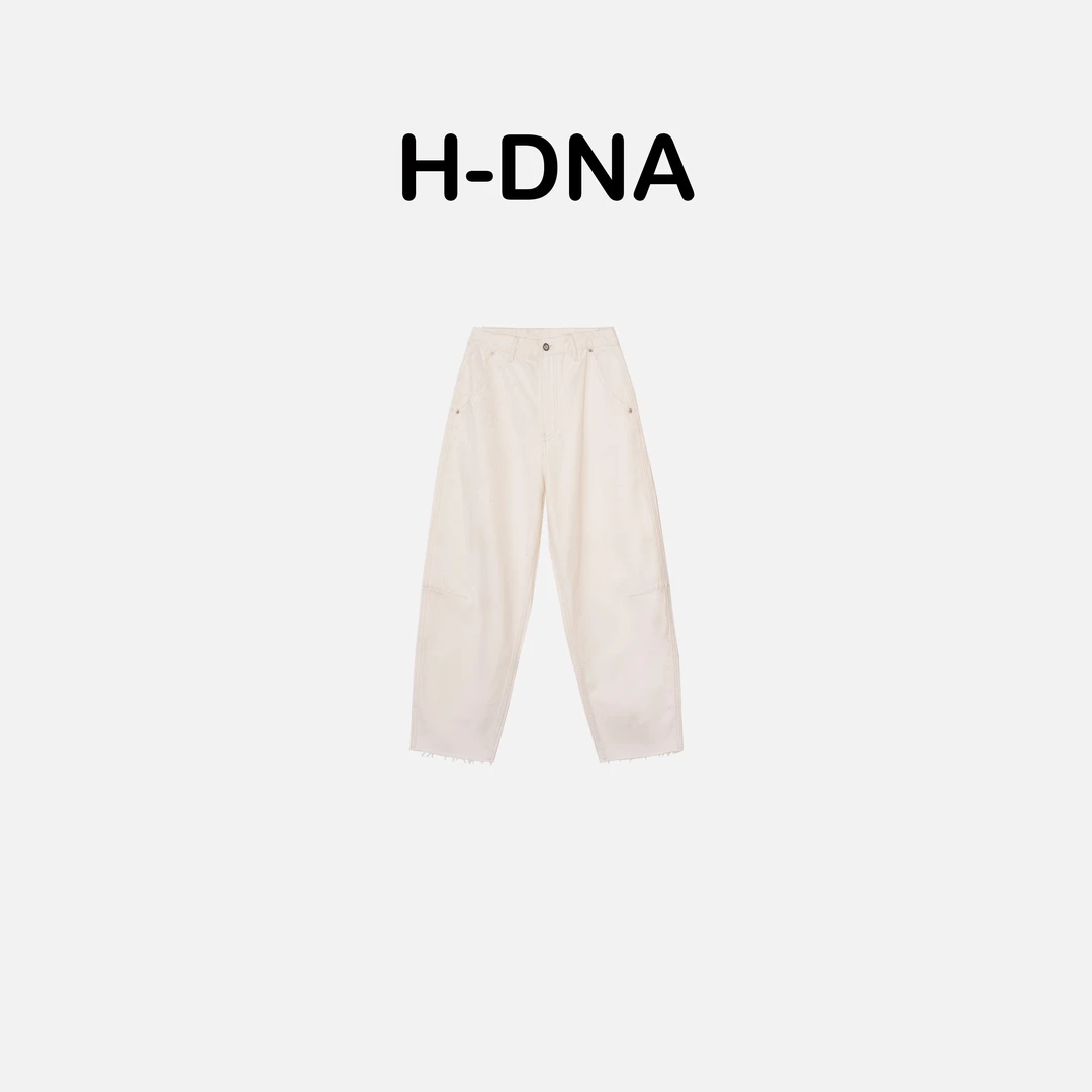 【H-DNA】"时髦主场"立体裁剪锥形九分毛边老爹牛仔裤