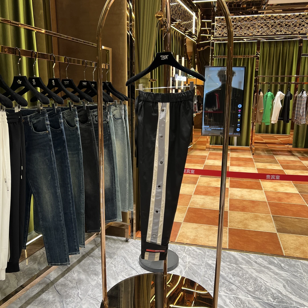 BO【新款长裤】2025高奢定制夏季新品高街松紧抽绳休闲裤（6828）